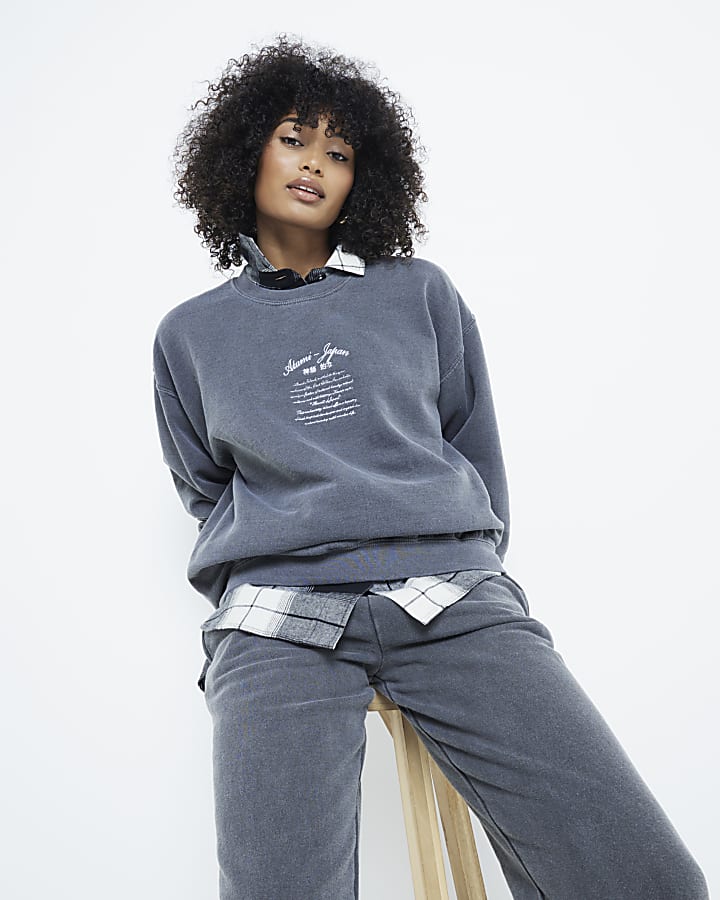 Grey Embroidered Sweatshirt
