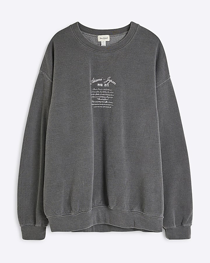 Grey Embroidered Sweatshirt