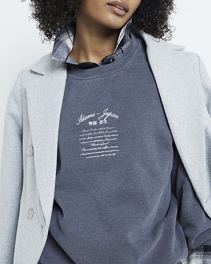 Grey Embroidered Sweatshirt