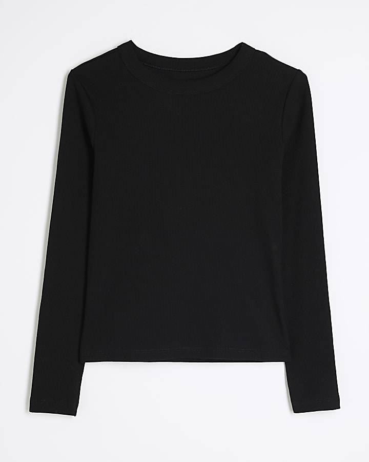 Black Long Sleeve Fitted T-Shirt