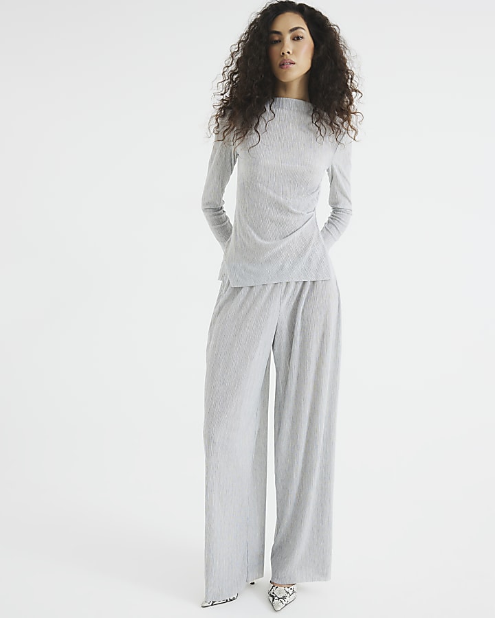 Grey Wide Leg Trousers