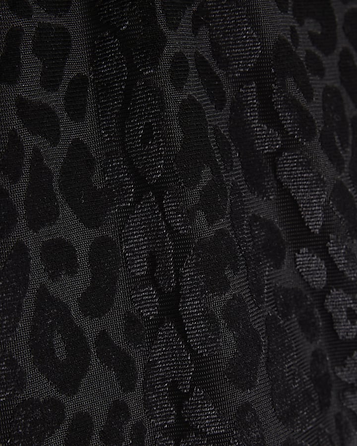 Black Leopard Devore Cutout Mini Dress