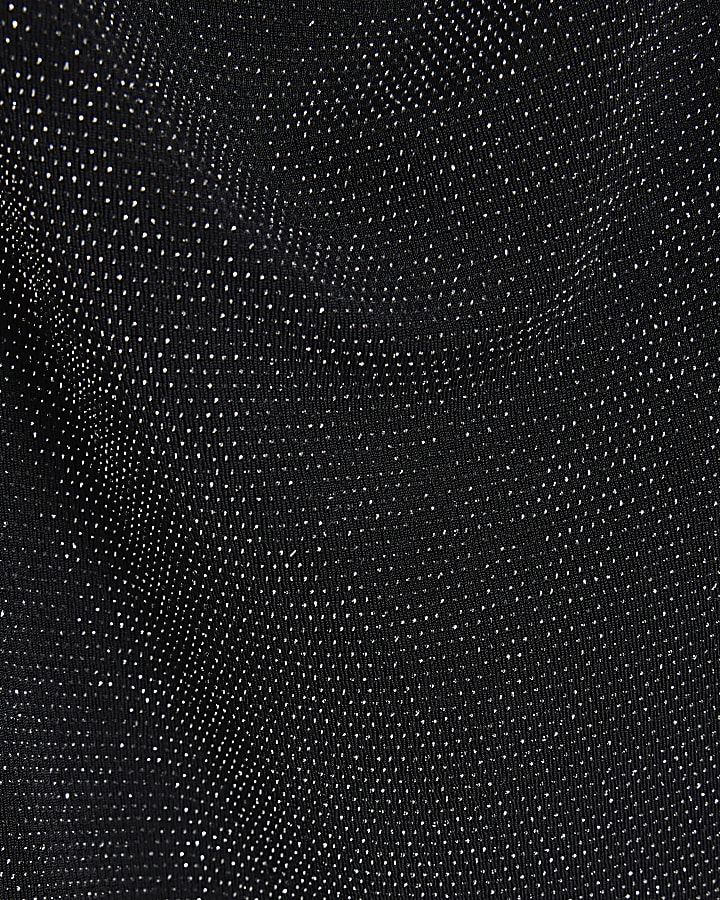 Black Sleeveless Cowl Glitter Mini Dress