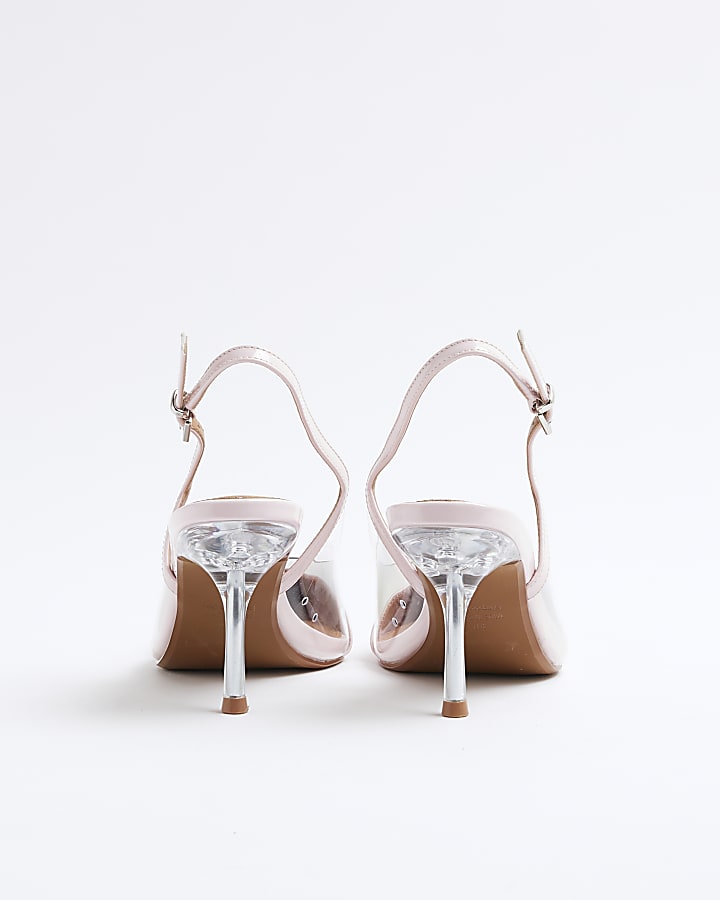 Pink Perspex Sling Back Court Heels