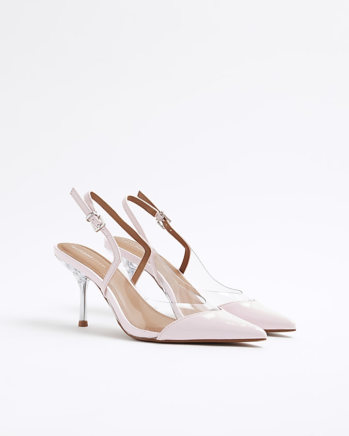 Pink Perspex Sling Back Court Heels