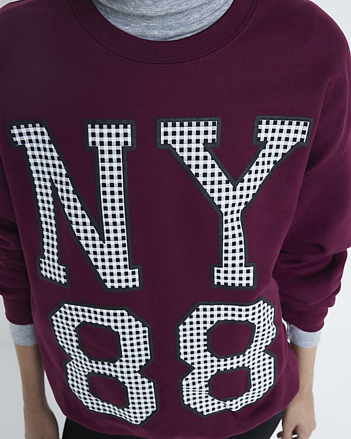 Red Check NY 88 Graphic Sweatshirt