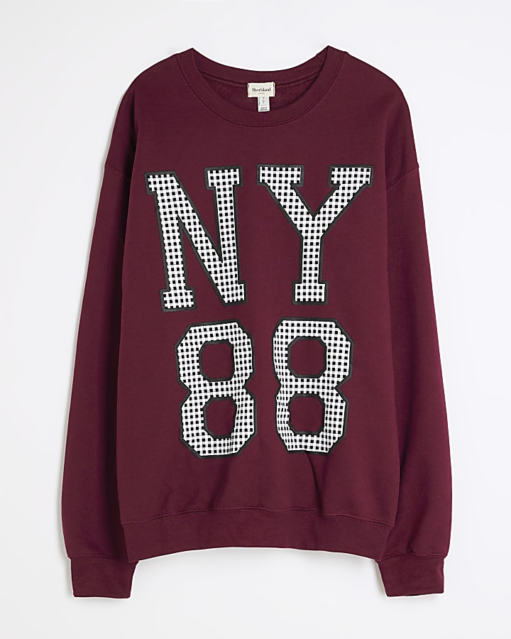 Red Check NY 88 Graphic Sweatshirt