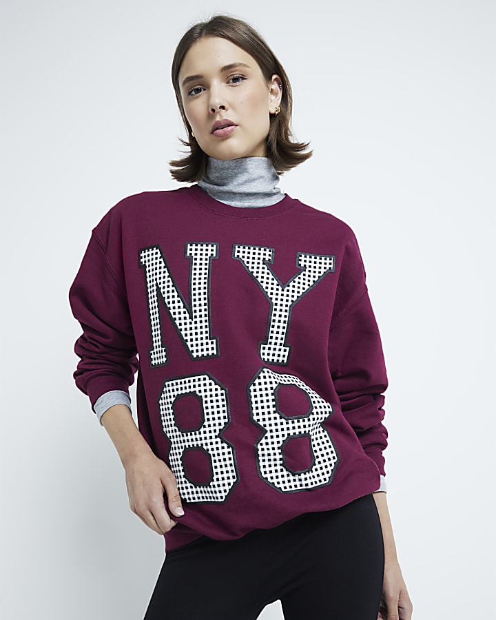 Red Check NY 88 Graphic Sweatshirt