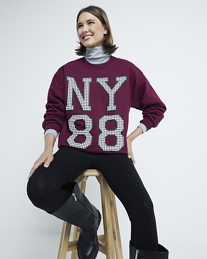 Red Check NY 88 Graphic Sweatshirt