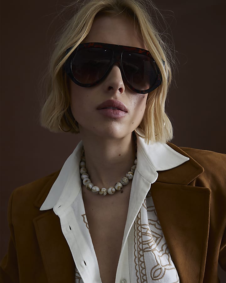 Cream Linen Blend Broderie Patchwork Shirt