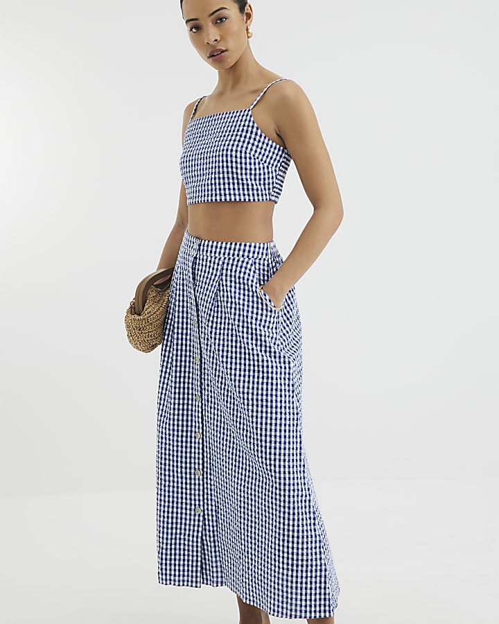 Blue Gingham Bralet Top