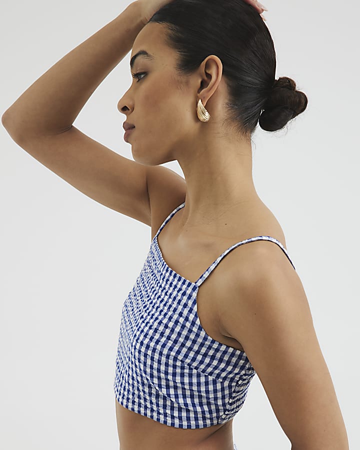 Blue Gingham Bralet Top