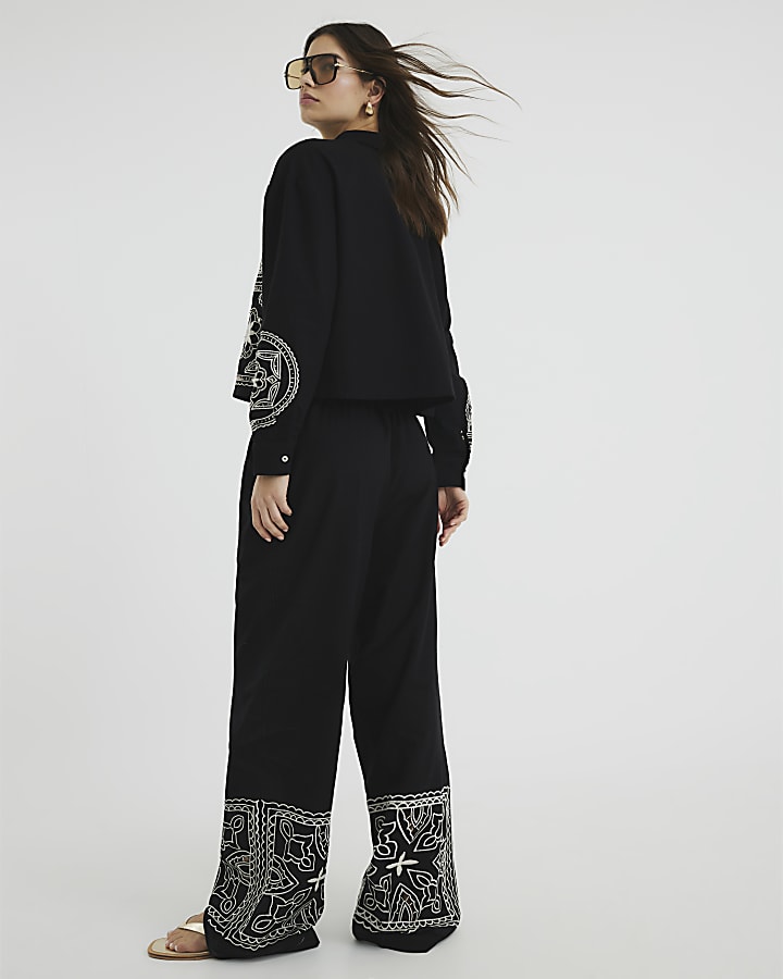 Black Broderie Trousers