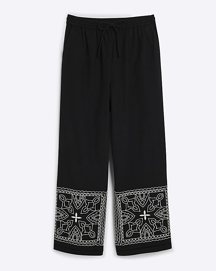 Black Broderie Trousers