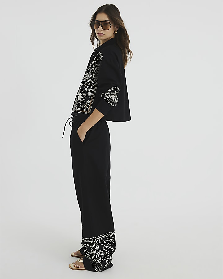 Black Broderie Trousers