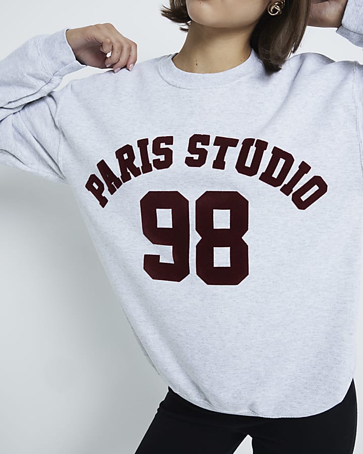 Grey Long Sleeve Paris Studio Sweatshirt