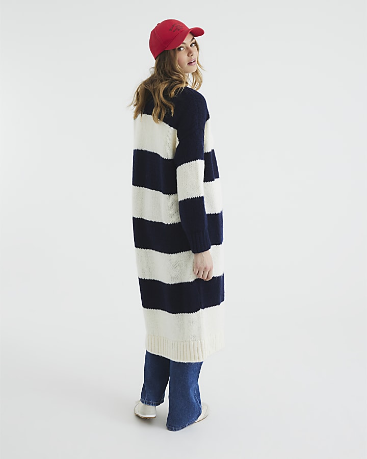 Navy Stripe Maxi Cardigan