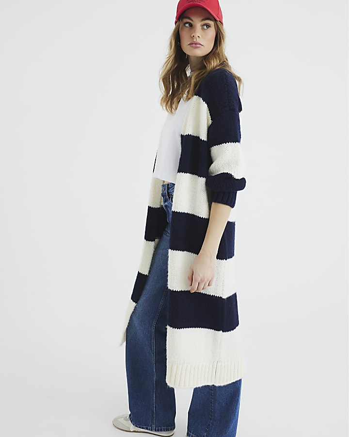 Navy Stripe Maxi Cardigan