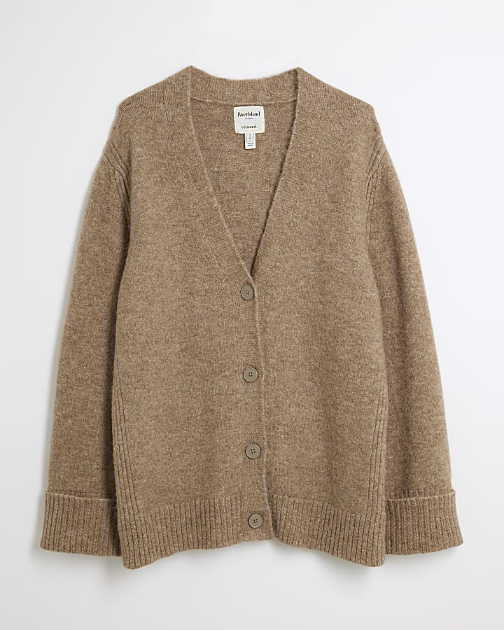 Brown Long Sleeve Buttoned Cardigan