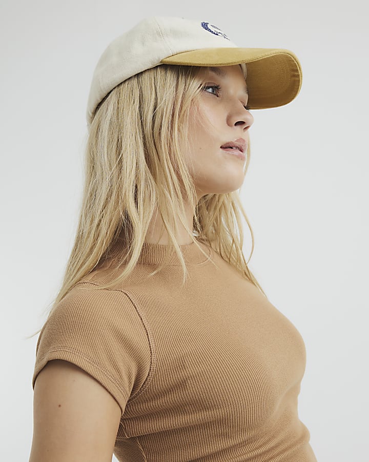 Brown Cap Sleeve High Neck T-Shirt