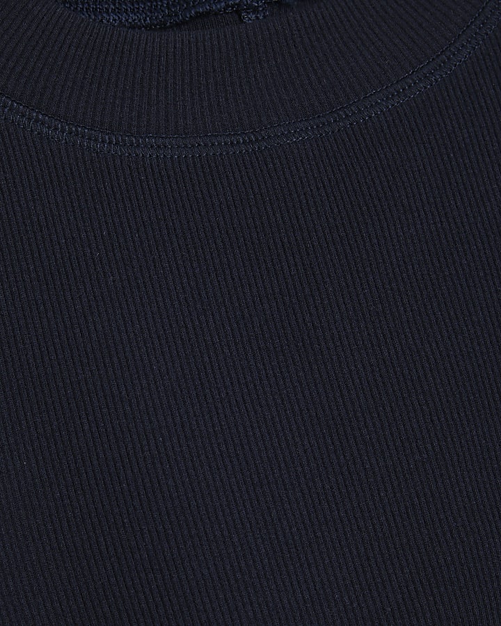 Navy Cap Sleeve High Neck Tee