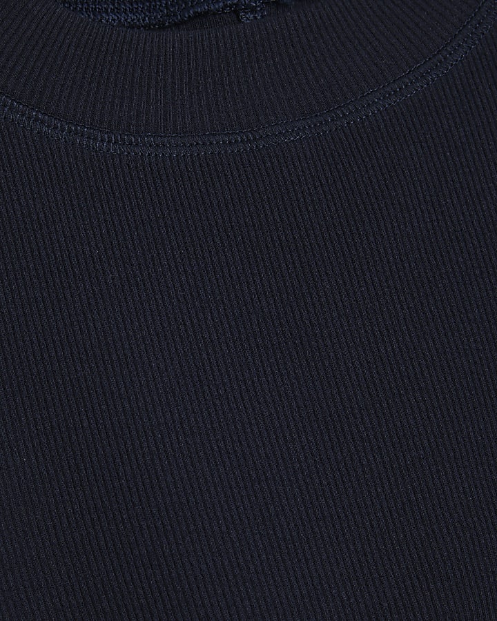 Navy Cap Sleeve High Neck Tee