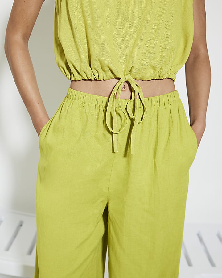 Lime Sleeveless Bubble Hem Tank Top