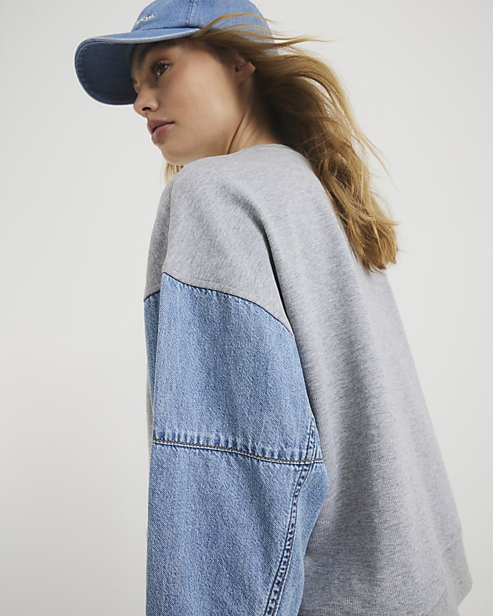 Grey Denim Hybrid Sweatshirt