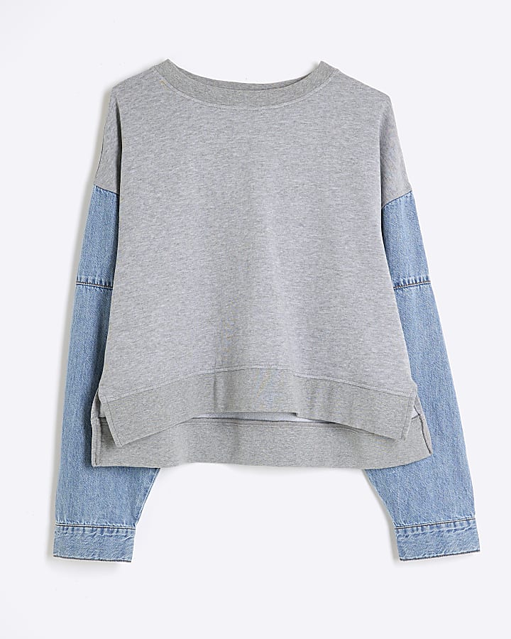 Grey Denim Hybrid Sweatshirt