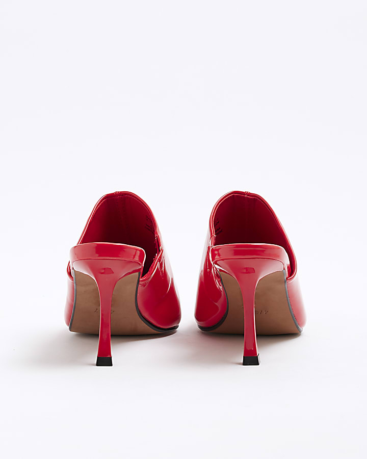 Red Pointed Patent Court Mule Heels