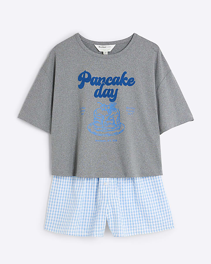 Grey Pancake Shirt and Shorts Pyjama Set