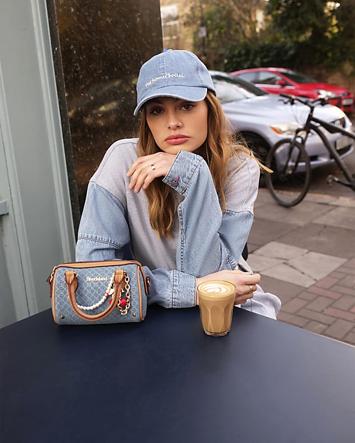 Blue Denim Mini Cross Body Bowler Bag