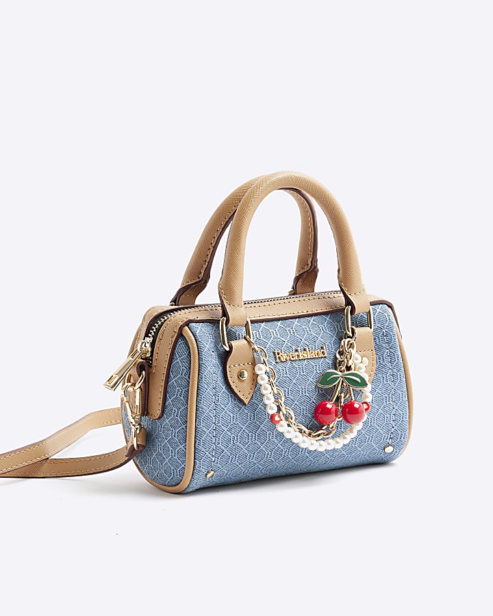 Blue Denim Mini Cross Body Bowler Bag