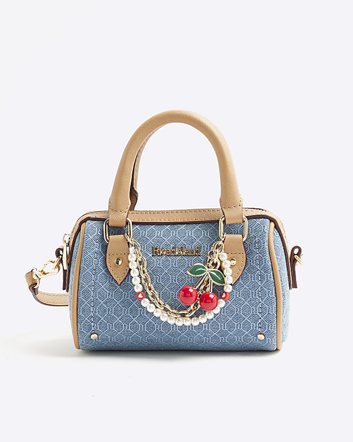 Blue Denim Mini Cross Body Bowler Bag