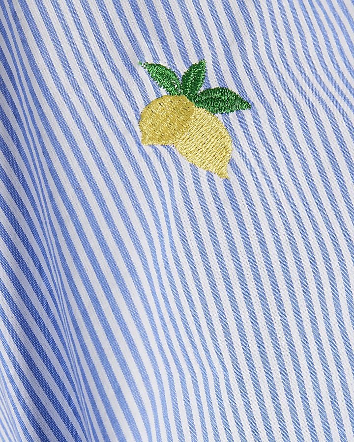 Blue Long Sleeve Striped Lemon Shirt