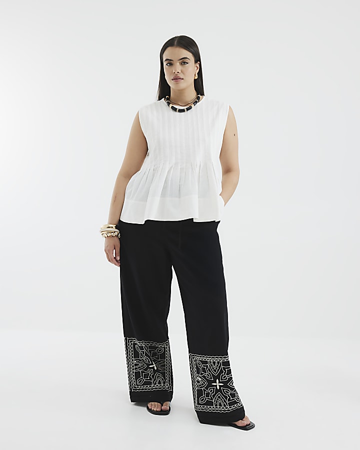 White Sleeveless Pleated Top