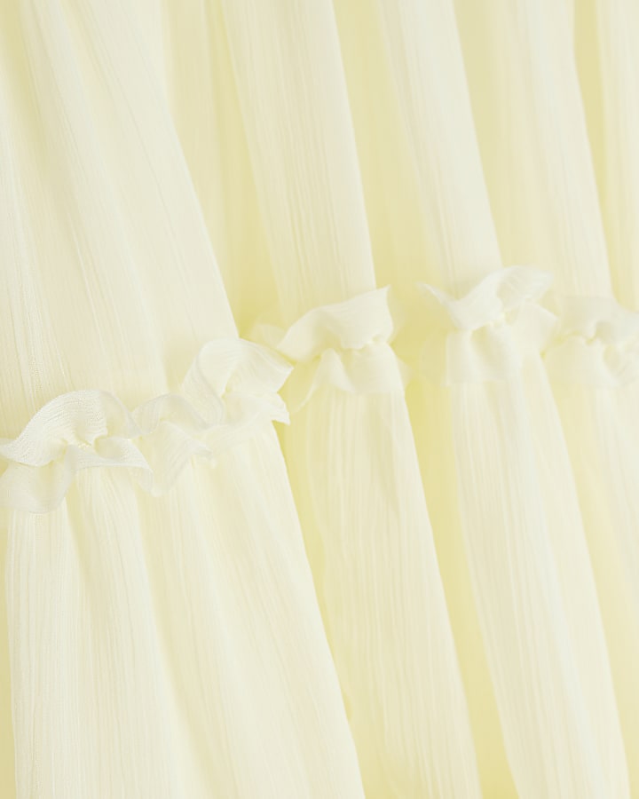 Petite Cream Long Sleeve Ruffle Smock Dress