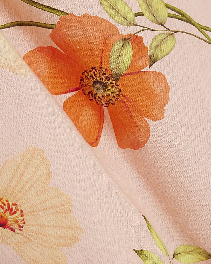 Pink Sleeveless Floral Mini Shift Dress