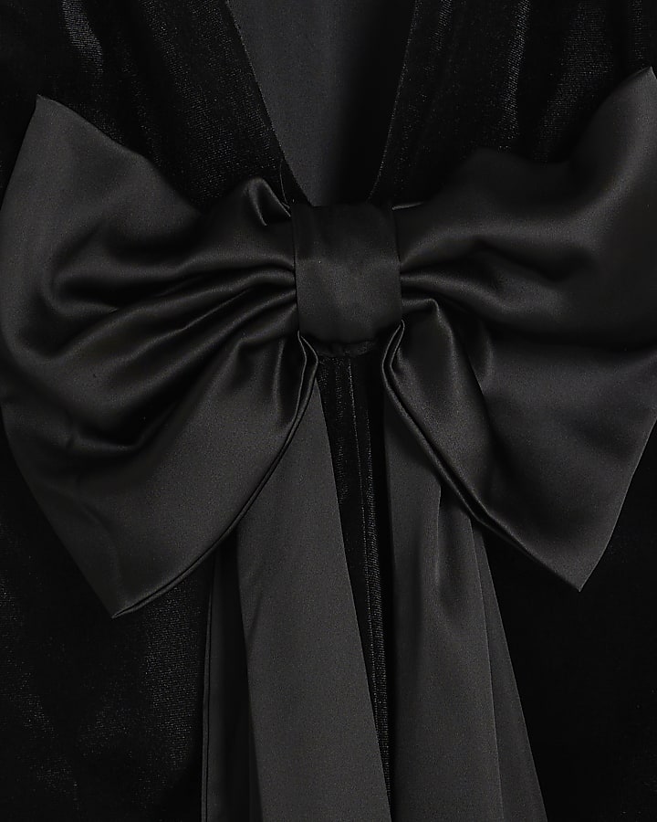 Black Velvet Sleeveless Bow Back Mini Dress