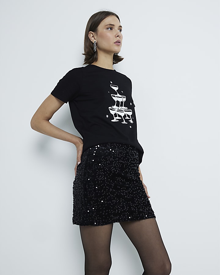 Black Champagne Tower T-Shirt