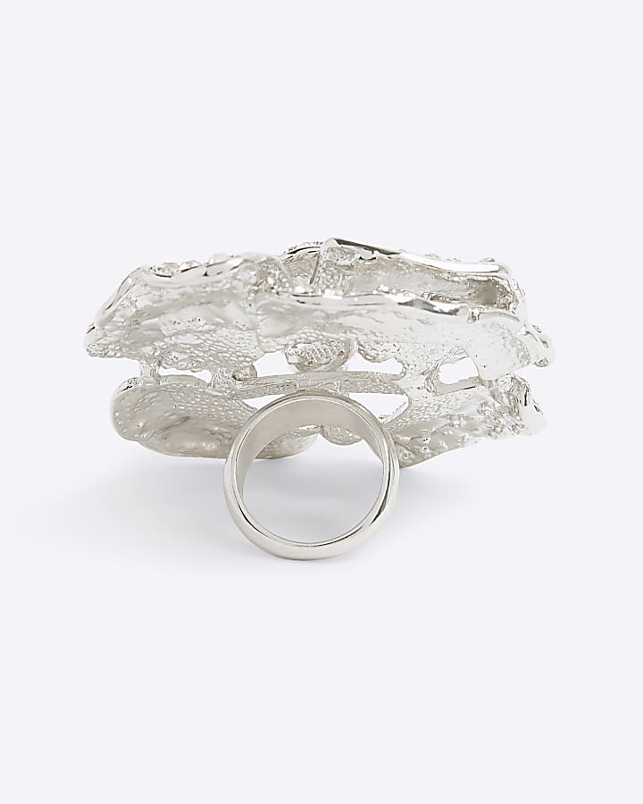 Premium Silver Crystal Flower Ring