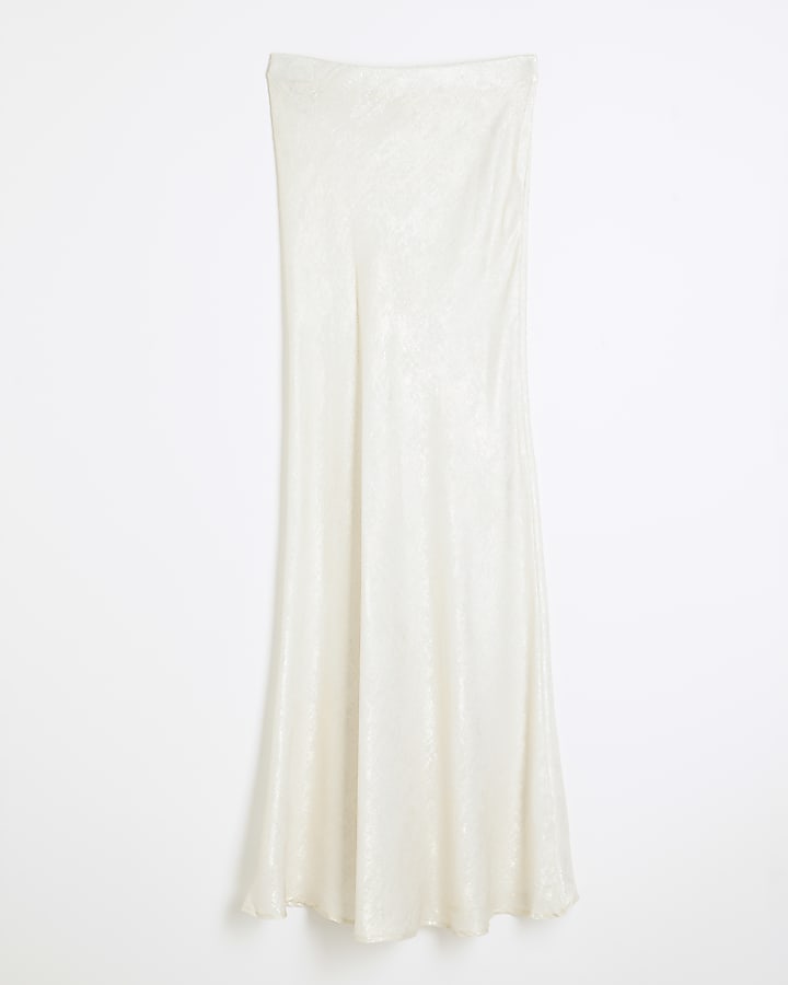Silver Satin Slip Maxi Skirt