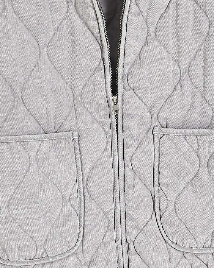 Grey Long Sleeve Quilted Jacket