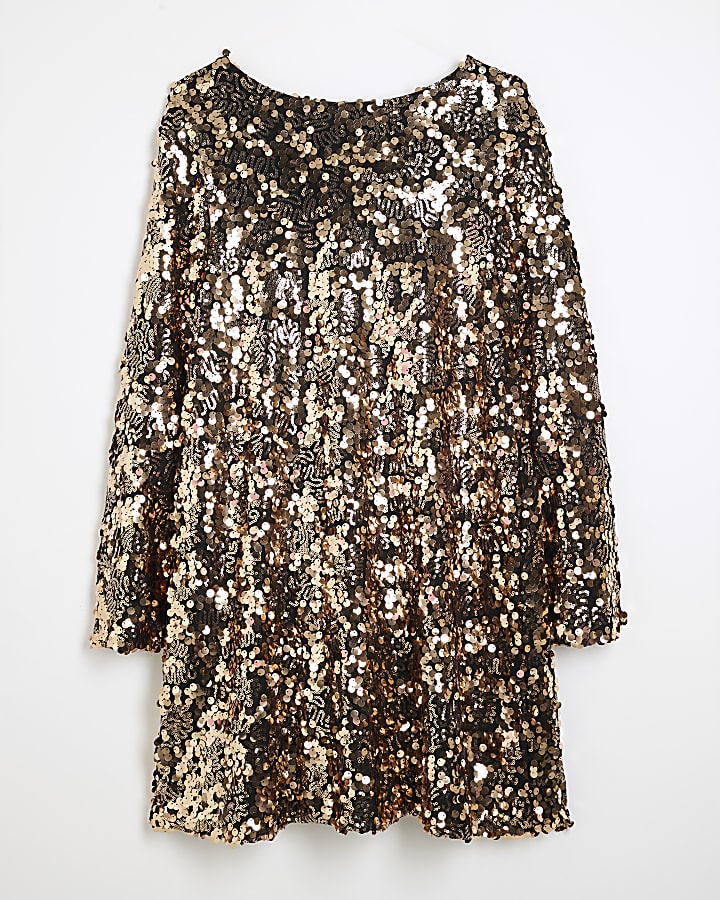 Rose Gold Bow Back Sequin Shift Dress