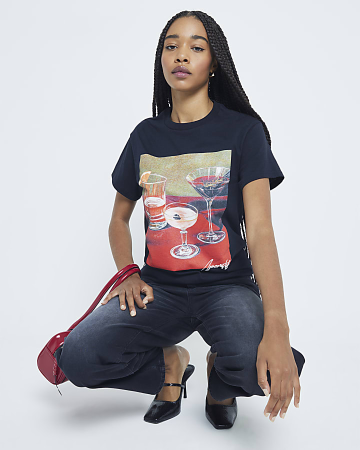 Black Cocktail Photo T-Shirt