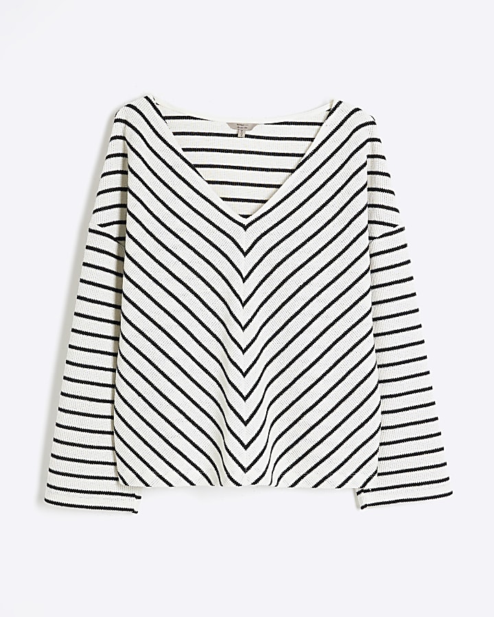 Cream Long Sleeve Stripe Top