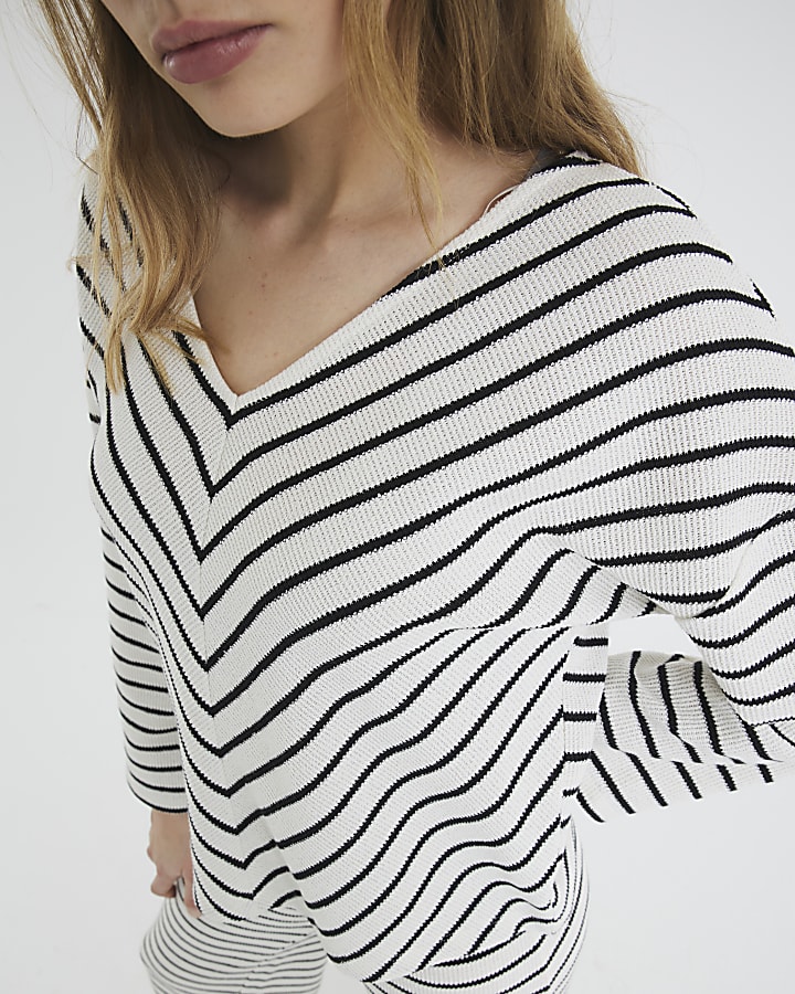 Cream Long Sleeve Stripe Top