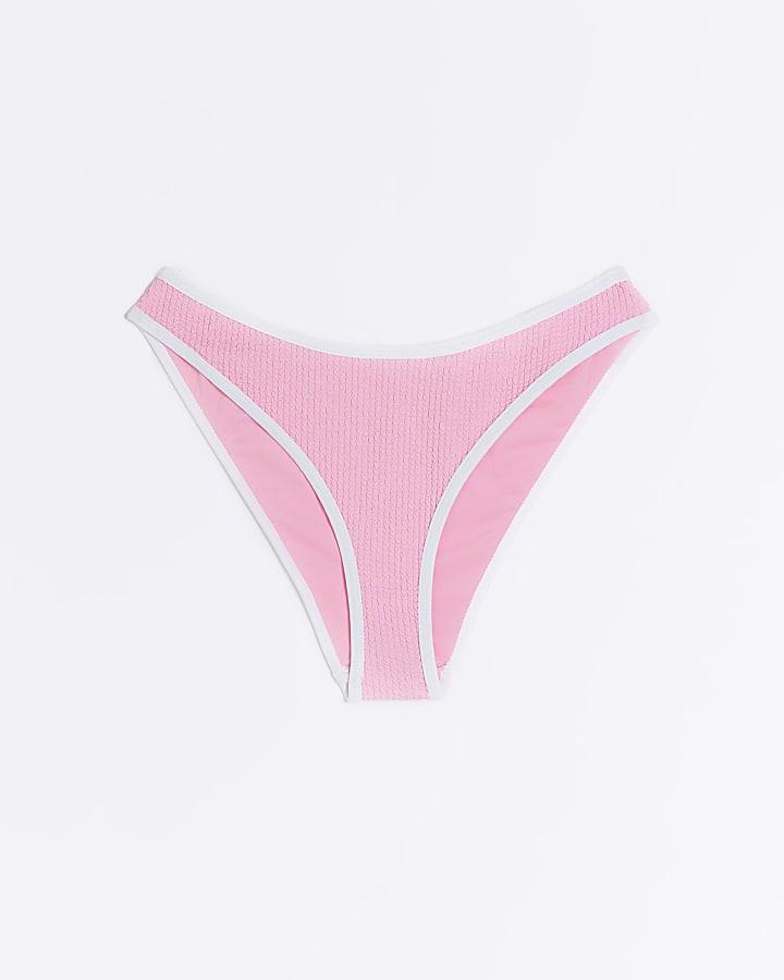 Pink Textured Bikini Bottoms