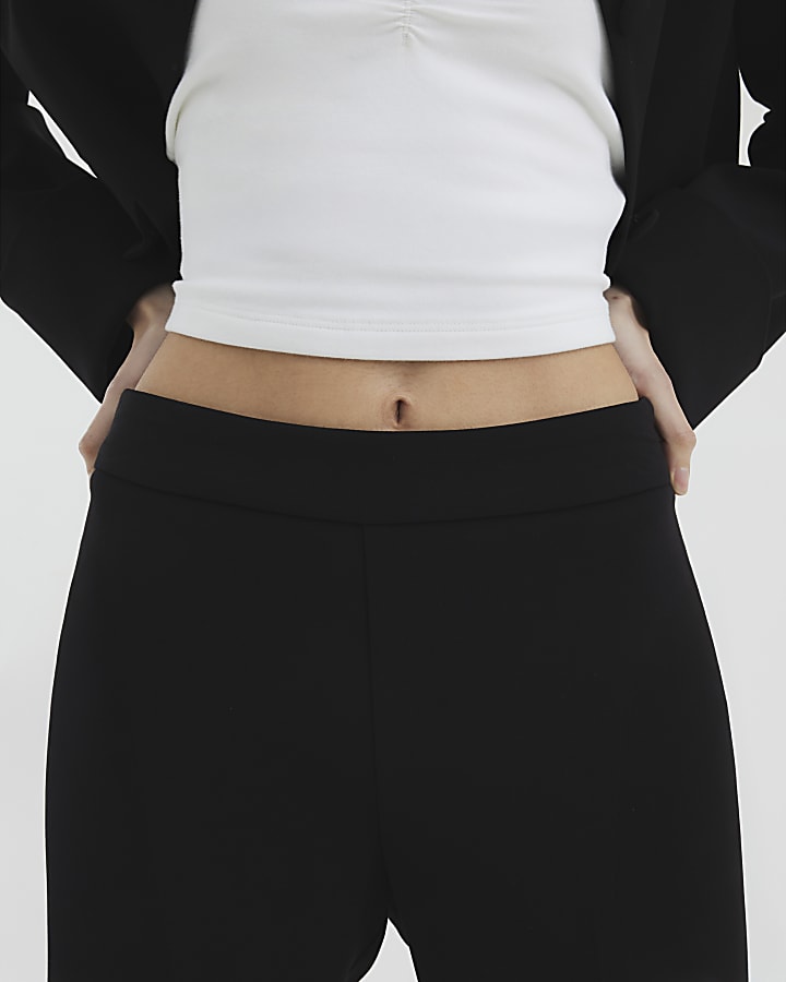 Black Cropped Flared Trousers