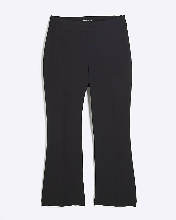 Black Cropped Flared Trousers